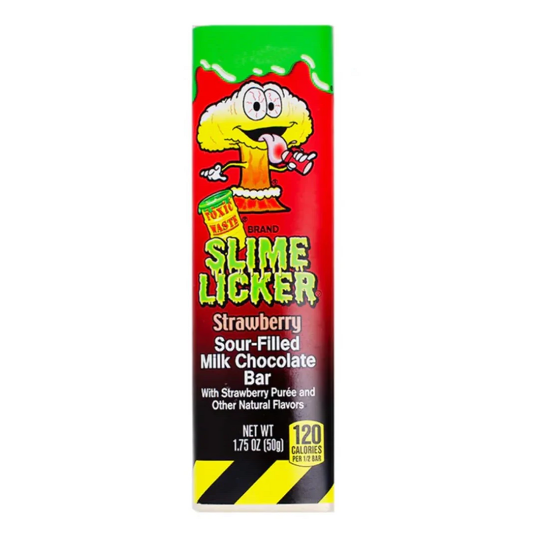 TOXIC WASTE Slime Licker Sour Filled Chocolate Bar - Strawberry